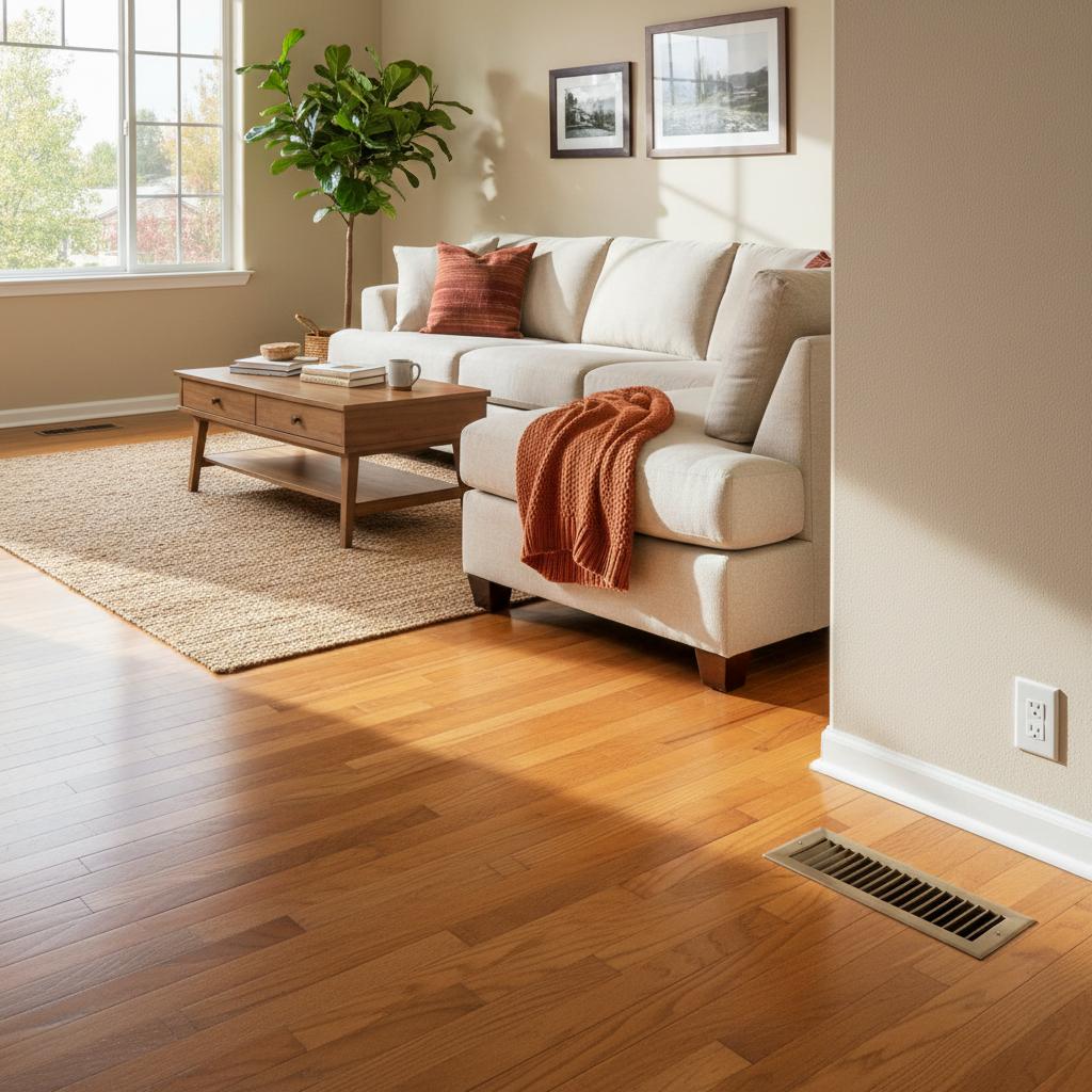 Ceiling fan spinning counterclockwise in a spacious, naturally lit Central Valley living room.