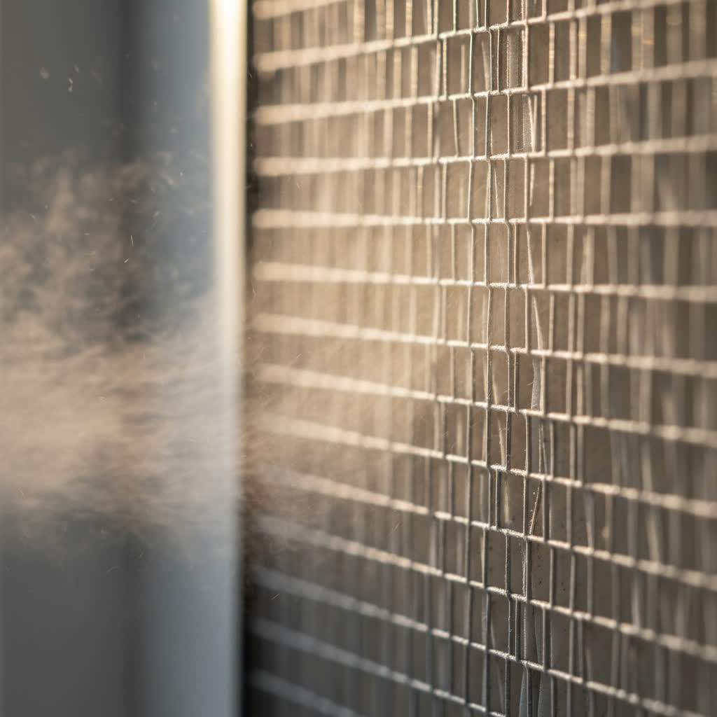 Close-up detail of HVAC vent or filter showing weak airflow inside a Fresno home.